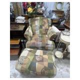 Retro upholstered chair with ottoman