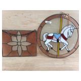 1 LOT - 2 -PCS -HANGING LEADED GLASS - ONE  W/