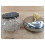 1 LOT - 2 PCS -CLEAR GLASS DISH W/METAL LID AND