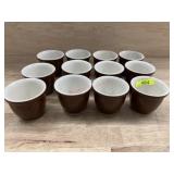 1 LOT - 12 PCS - BROWN/CREAM CUSTARD CUPS