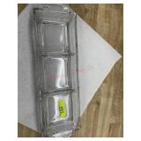 3 COMPARTMENT RECTANGULAR RELISH DISH W/ETCHED