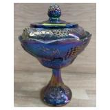 BLUE IRIDESCENT GRAPE PATTERN CANDY DISH