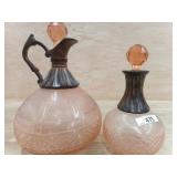 1 LOT - 2 PCS - PINK  AND BROWN RUSTIC METAL T