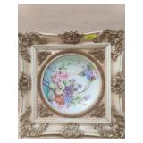 APPROX 16" SQUARE CREAM/GOLD ORNATE FRAMED FLORAL
