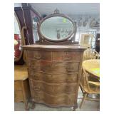 41/68h x 31w serpentine oak dresser with mirror