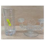 1 LOT - 2 PCS - 7" H CLEAR FAUX ETCHED GLASS VASE