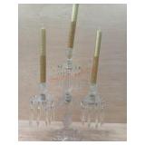CLEAR PATTERNED GLASS CANDLEABRA - 3 CANDLE