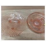 1 LOT - 2 PCS - PINK FOOTED DIHES - ONE WITH