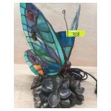 FAUX STAINED GLASS LIGHT - BUTTERFLY HAS PLASTIC