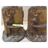 1 PR METAL GOLD FINISH GIRL AT WATER FOUNTAIN