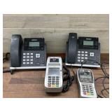 Two landline phones and two credit card machines