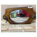Oak wall mirror with hooks