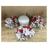 5x Poinsettia Plant Center Pieces, 8x White Glass