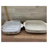 Two glass baking dishes - one with lid