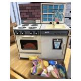 Old wood My Play Kitchen with play dishes