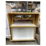 Oak and white rolling drop side bar cart