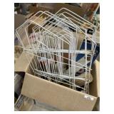 Box with white metal edge fence, plans and misc,