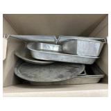 Box of 9 baking pans and 1 cooling rack