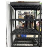 Black plastic 6 foot tall garage shelving unit