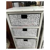 White 3 wicker basket cabinet