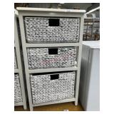 White 3 wicker basket cabinet