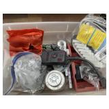 Box of assorted screws, tube replacements, tape