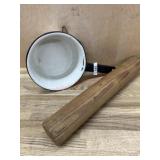 Granite pan and old wood rolling pin