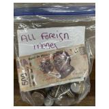 Small bag of foreign money - bills & coins