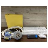 1 yellow binder, misc cords/plug ins, pack of
