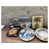 Box of assorted glass items and decorations