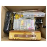 Box lot of fishing tackle boxes and tackle