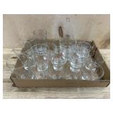 Flat of etched bar glasses  22 total