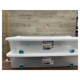 Two latching lid storage containers w/wheels - 56
