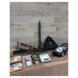 Box of misc firearm / hunting equipment
