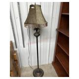 Decorator floor lamp with black and brown shade