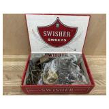 Cigar box of old locks and keys