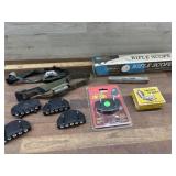 Two head bands with lights, five cap lights,