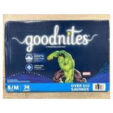 Sz S/M 74ct goodnites Bed Wetting Underwear