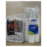 Steam table pans. 16 oz cups