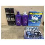 Hair spray. Aussie shampoo conditioner. Scope