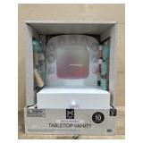 White wooden tabletop vanity