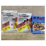 2 boxes organic fruit bars. Atkins snack bars
