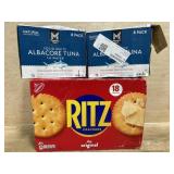2x 8pk Albacore Tuna in water, 18pk Ritz Crackers