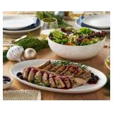 2 piece stoneware holiday server set