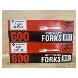 2-600 packs white plastic forks