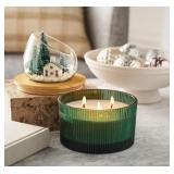 Scented 3 wick decorative candle snow globe