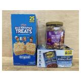 Rice Krispies. Deluxe mixed nuts. Kidney beans