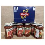 6pk 1lb boxes Barilla Elbow Macaroni, 6x Prego