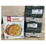6pk Chicken Broth, 2x 6pk Chicken Breast