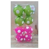 2- Boxes of pink and green polka dot ornaments